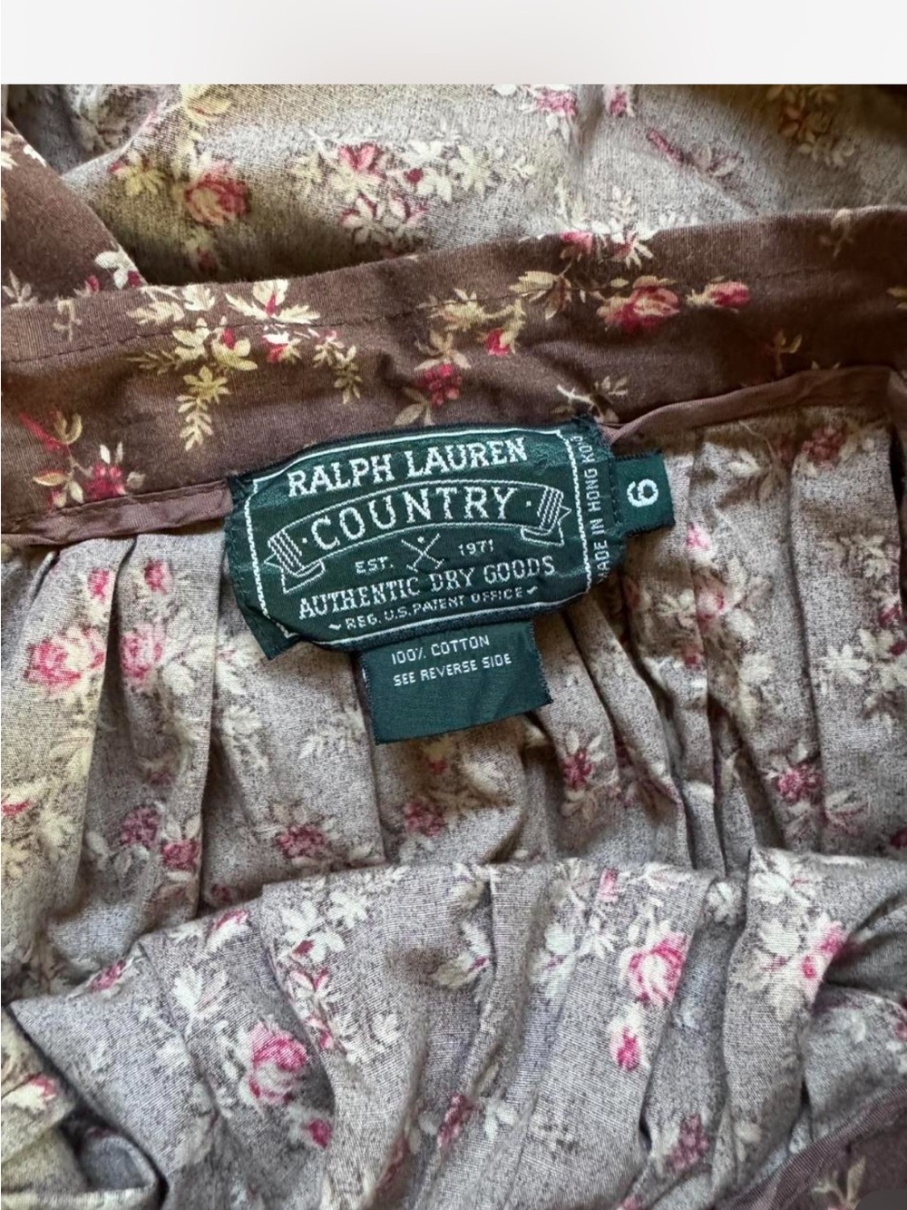 Ralph Lauren Country Label Brown Floral Midi Skirt - Picture 2 of 4